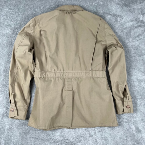 Cabelas 6-086 Hunting Fishing Safari Khaki Beige Belted Field Jacket Medium Vtg - Picture 3 of 12